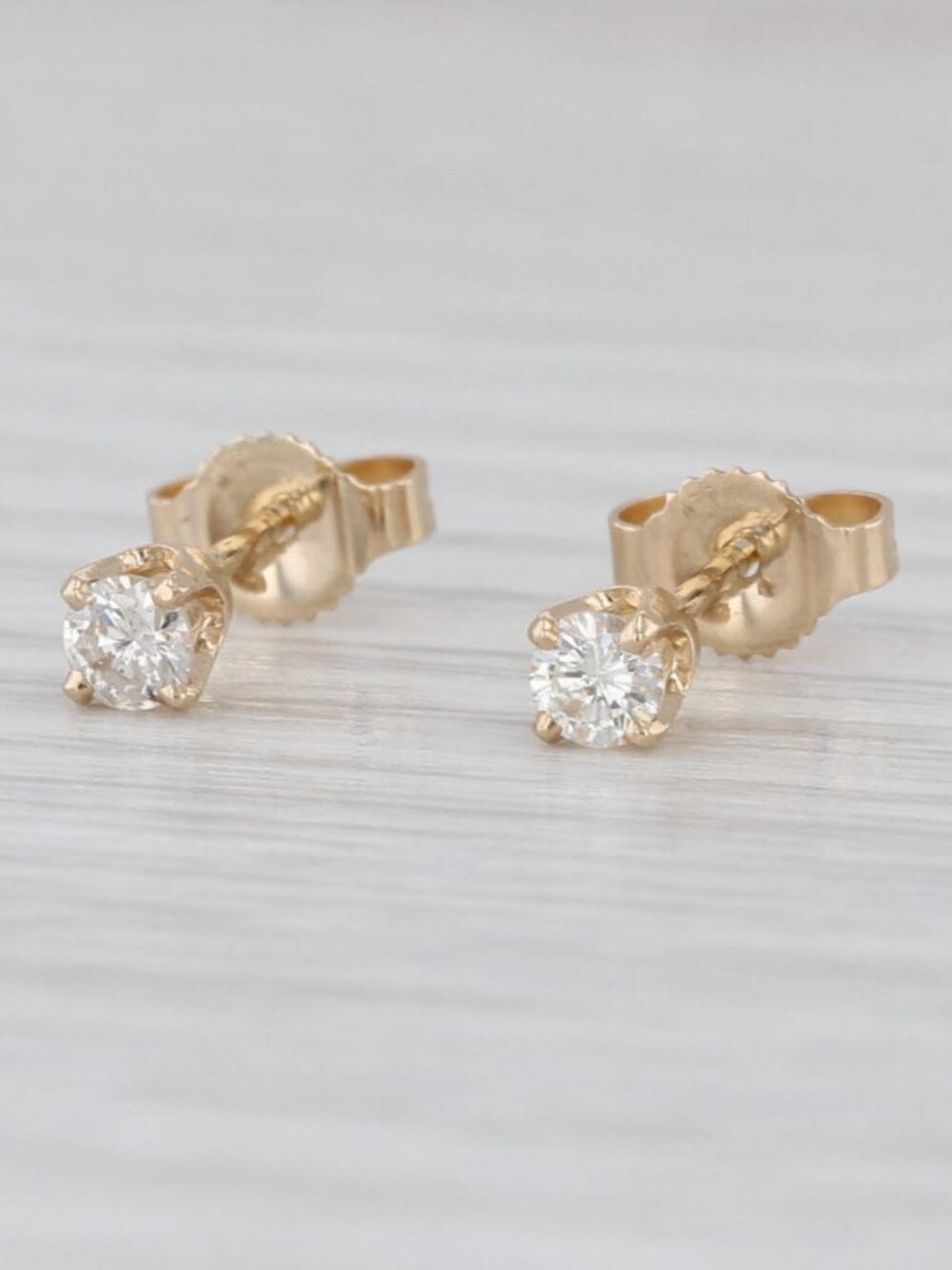 0.19ctw Round Brilliant Diamond Stud Earrings 14k Yellow Gold Solitaire Studs
